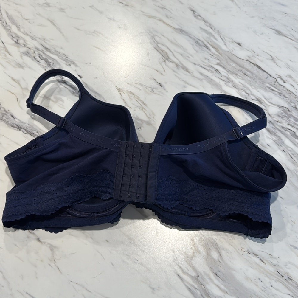 Cacique Women’s Cotton Lace-Trim Longline T-Shirt Bra Maritime‎ Blue Size 46D - Picture 4 of 8